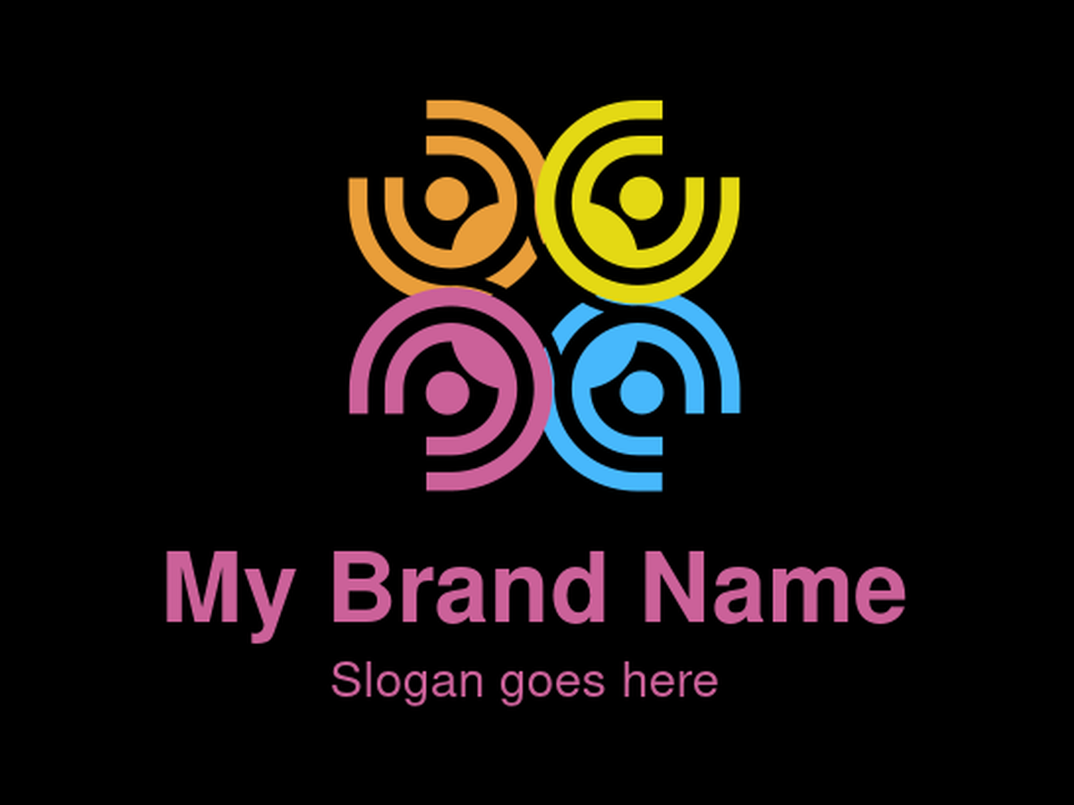 Colorful Abstract Community Circle Logo with Four Interlocking People Icons for Social Networks, Nonprofits, and Diversity Organizations